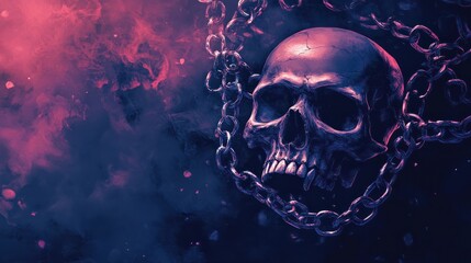 spooky halloween skeleton chains and skull advertisement background banner graphic design