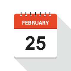 February 25 Calendar Date Icon