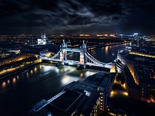 Fototapeta premium Night View of Tower Bridge and London Skyline
