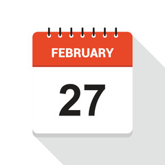 February 27 Calendar Date Icon