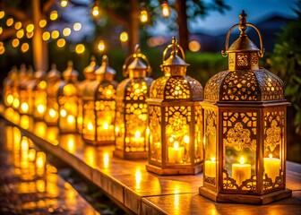 Obraz premium Elegant Gold Lanterns for Wedding Decor Creating a Romantic Ambiance for Celebratory Events
