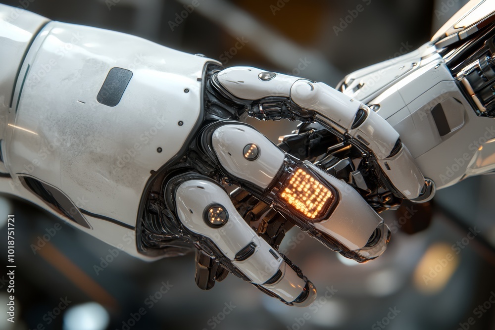 Fototapete capture the essence of collaboration between human and machine in a photorealistic scene of a human 