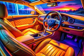 Elegant Interior of a Luxury Car Showcasing Premium Materials and Advanced Technology Features