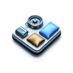 Minimalist Adventure Gear Icons with Compass Design