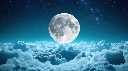 Fototapeta premium A breathtaking panorama of the night sky, the moon casting a silvery glow on the horizon, illuminating the stars twinkling above, the air filled with the silence of night.