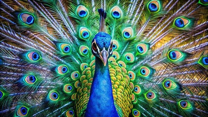Obraz premium Elegant peacock adorned with vibrant feathers, symbolizing beauty and grace at a wedding celebration