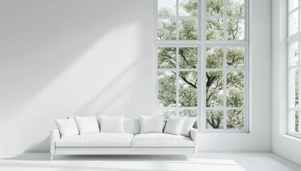 Fototapeta premium White Sofa with Window View