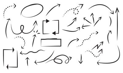 Hand drawn arrow mark icons in vector style