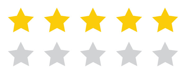 Star Icon Set. Vector Yellow Five-Star Customer Feedback and Rating Design