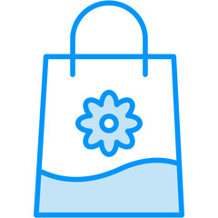 shopping bag vector blue line icon 