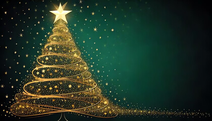Christmas tree made of star spiral with different background colors, modern Christmas card, business Christmas card