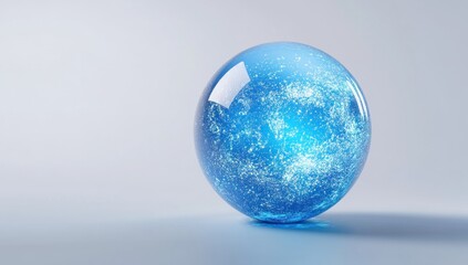 Blue Glass Sphere with Glowing Particles