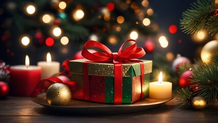 Christmas Gift Box With Beautiful Christmas Background, Sharing Christmas Gifts With Kids And Family
