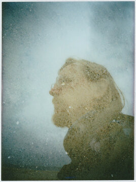 person in the water with bubbles