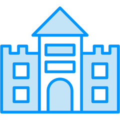 castle vector blue line icon 