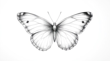 Obraz premium Black and White Butterfly Drawing