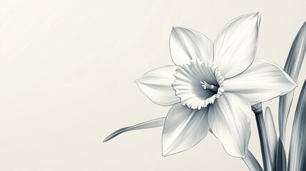 Obraz premium Delicate White Daffodil Illustration