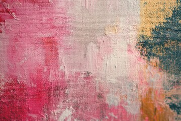 Obraz premium Abstract Painting with Pink, White, and Yellow Swirls