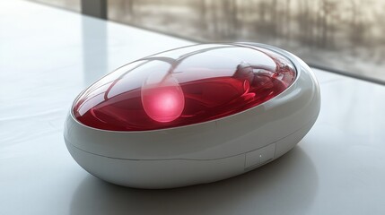 White Oval Case with Red Light