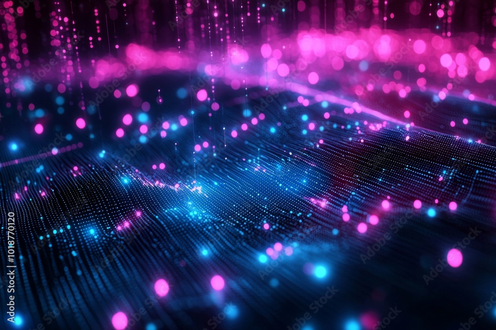 Wall mural digital technology background of data and network