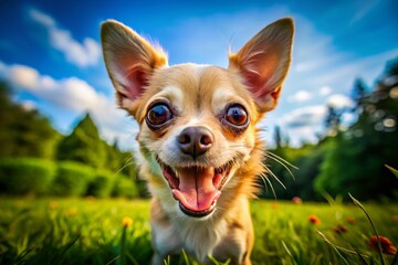 Energetic and Playful Mad Chihuahua with Expressive Eyes Captivating Viewers with Its Antics