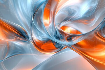 Fototapeta premium Abstract Digital Art with Intertwined Orange and Blue Liquid Shapes