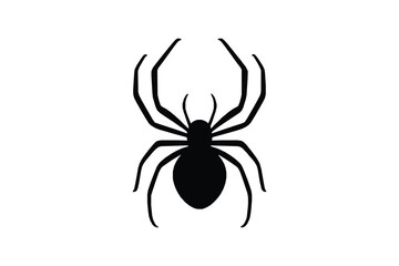 Black Spider Silhouette,  Isolated Insect Design on White Background