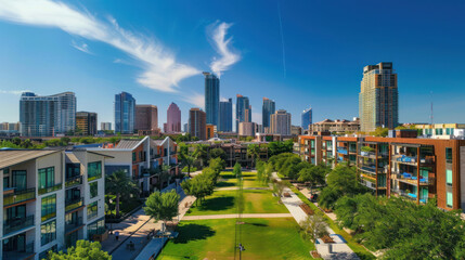 Fototapeta premium A thriving, socially sustainable city with inclusive green jobs, fair trade, and community-driven eco-friendly practices