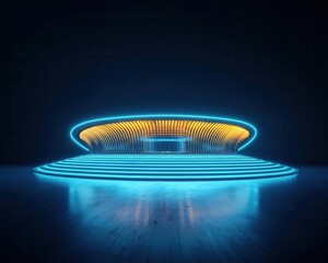 Blueprint of a bioluminescent pavilion for nighttime events, glowing naturally in the dark, organic lighting, eco-friendly architecture