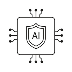 AI Shield for Cybersecurity Protection Vector Icon Design with Editable Stroke
