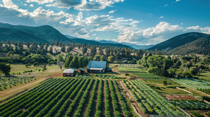 A vibrant farm utilizing regenerative agriculture, where biodiversity is restored, and the land is cultivated sustainably