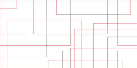 Abstract white and red color technology concept with geometric lines. Squares and random lines combined with a modern, colorful line luxury concept. Geometric seamless lines with red 