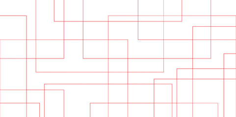Abstract white and red color technology concept with geometric lines. Squares and random lines combined with a modern, colorful line luxury concept. Geometric seamless lines with red 