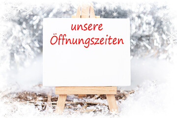 unsere &Ouml;ffnungszeiten in der Weihnachtszeit