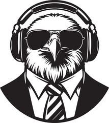 A Cute Eagle USA soldiers Listening to Music with Headphones