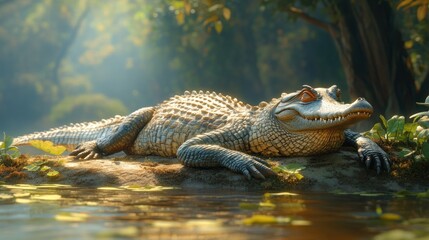 Alligator Resting by the Water's Edge