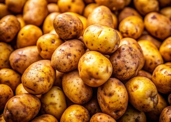 Freshly harvested pinto gold potatoes ready for cooking and healthy meal preparation in the kitchen