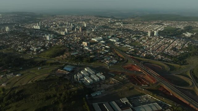 Aerial View of Cities in South America. City of Botucatu, Sao Paulo State, Brazil. 10-08-2024