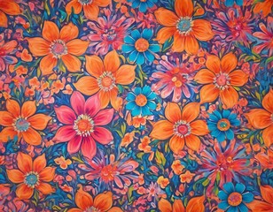 Colorful floral pattern with assorted flowers on a pale background suitable for fabric or wallpaper