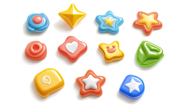 Collection of Colorful Icons Set With Various Shapes Generative AI