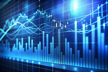 Abstract visualization of financial data with charts and stock market trends