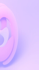 Abstract pastel minimalistic vertical background with curved shape 3D render, copy space. Soft pink, lilac, light purple gradient. Geometric illustration 9:16 for phone wallpaper, social media, poster