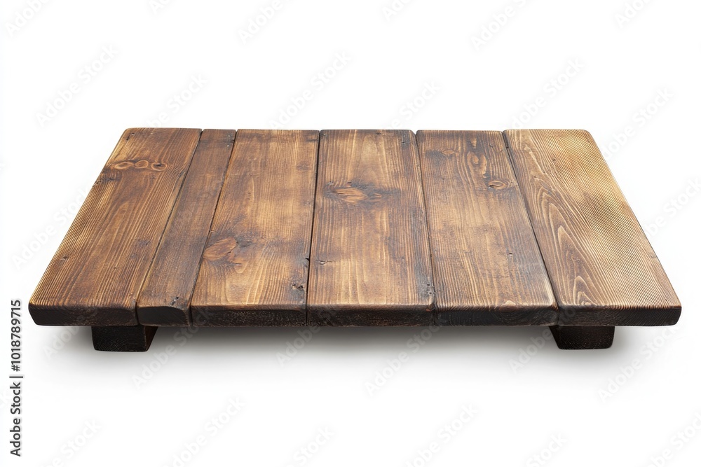 Poster close-up shot of a wooden table on a white background, great for use in product photography or desig
