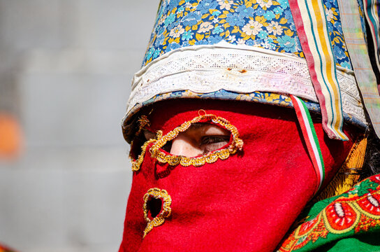 joaldunak, traditional mask in Ortuella carnival. Euskadi or Euskal Herria