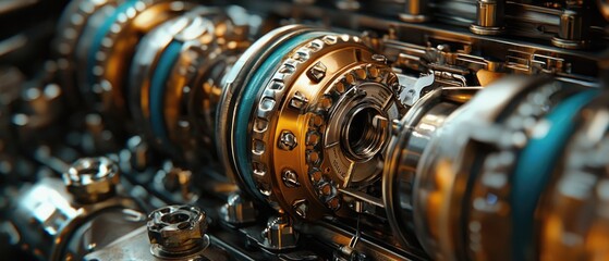 Close-up of intricate engine components showcasing precision mechanics
