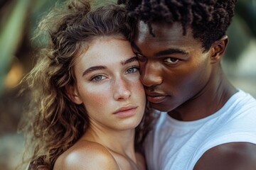 Obraz premium A man and a woman posing for a photo in a relaxed atmosphere