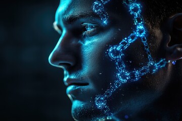 A detailed view of a person's radiant facial expression, perfect for highlighting emotional moments or conveying inner light