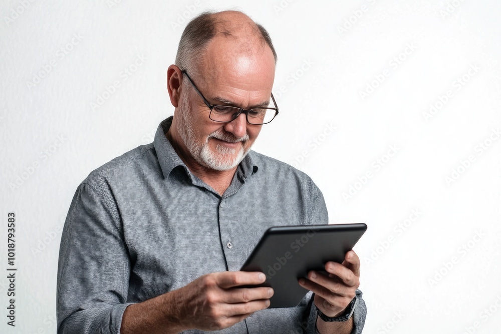 Poster A person using a tablet in a quiet moment