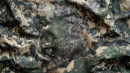 Fototapeta premium Close-up shot of camouflage fabric with textured pattern