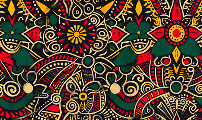 Fototapeta premium african tribal seamless geometric pattern with colorful shapes and intricate mandala designs